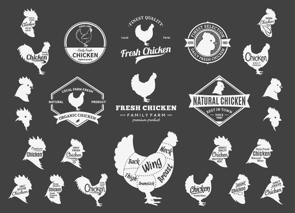 Vector Chicken Logo, Icons, Charts and Design Elements - Vektor, kép