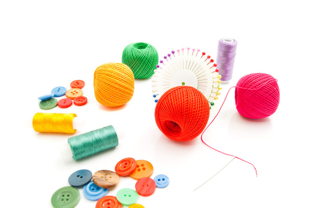 pins, tangles of thread and buttons - Photo, image