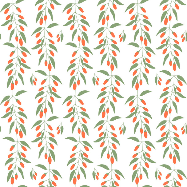 Seamless pattern branches and leaves of Goji berries . Floral background. - Вектор, зображення