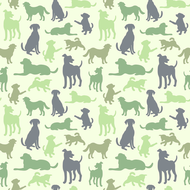 Seamless pattern with dog silhouettes. - Vector, Imagen