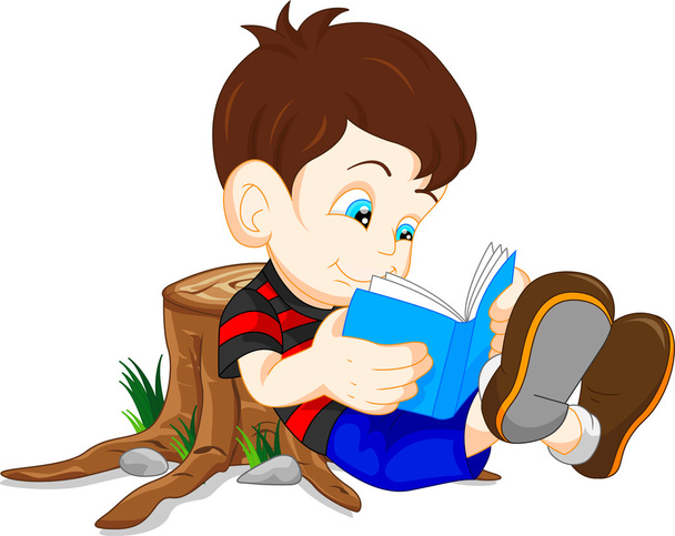 cute boy reading book - Vector, Image