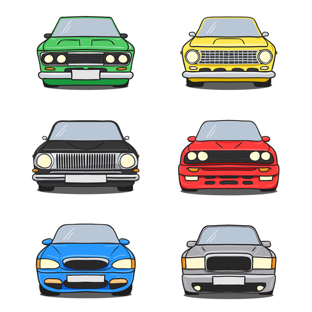Abstract retro car silhouette background - Front view. - Vecteur, image
