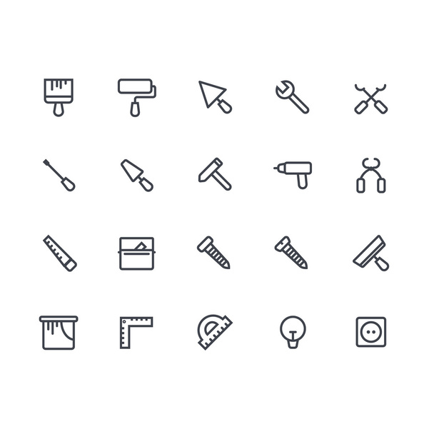 House remodeling tools. House remodel elements. Repair and construction tool adn equipment icon set. - Wektor, obraz