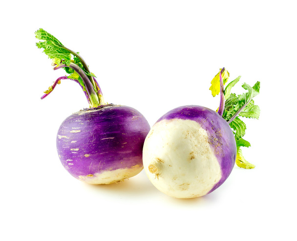 Purple and white turnips on white background - Photo, Image