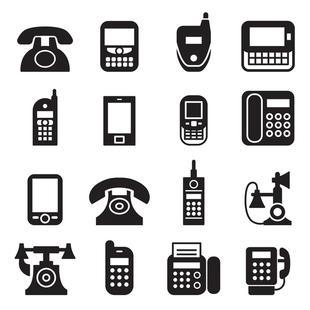 komunikace, hovor, telefon telefon vinobraní, retro ikony - Vektor, obrázek