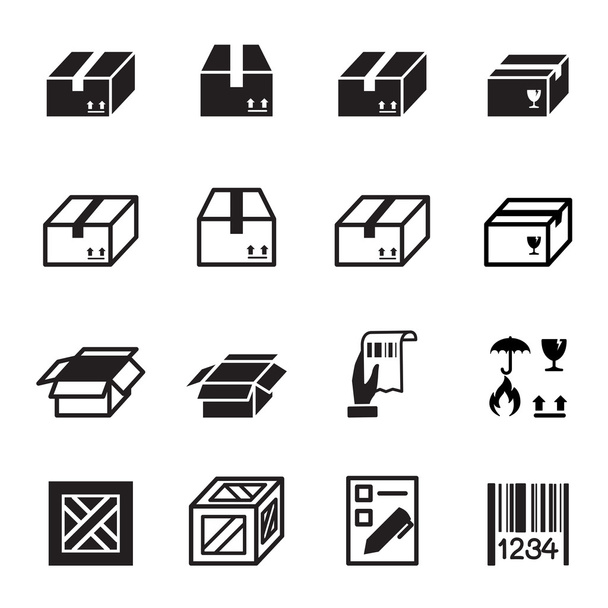 box ,packaging & logistic icons set vector illustration - Vector, Image