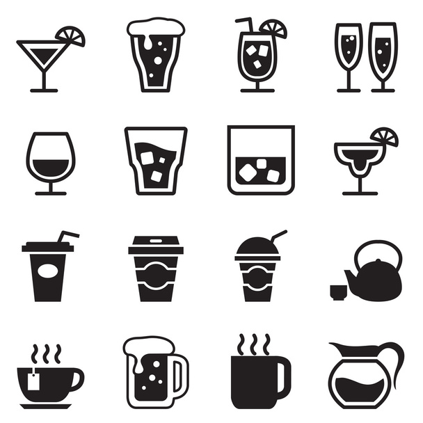 drink icons set vector illustration - Вектор,изображение