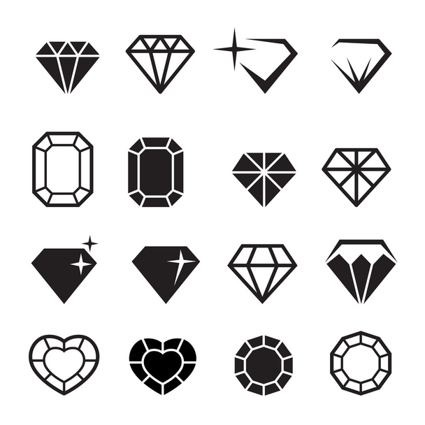 Gyémánt ikonok beállítása vektoros illusztráció - Vektor, kép