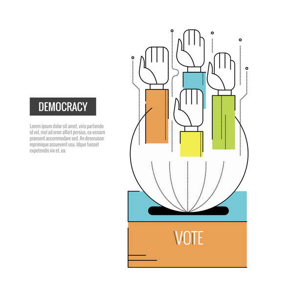Democracy concept. Hand of Voting. website banner, template, poster, icons. - Vector, Image