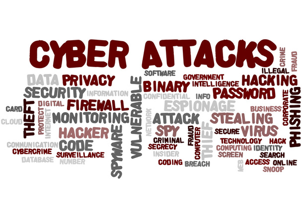 Cyber Attacks, concepto de nube de palabras
 - Foto, Imagen