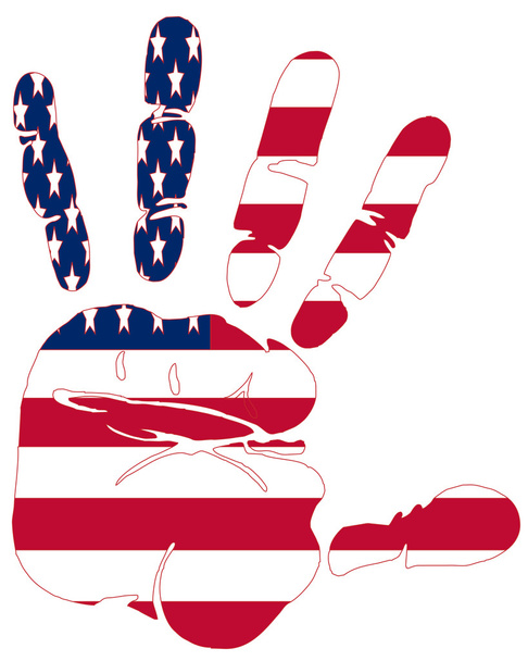 Hand print of American flag colors - Vector, Image