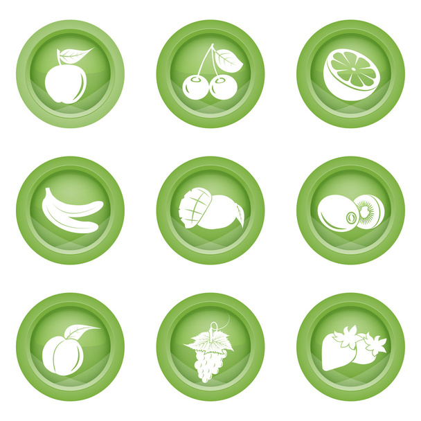 Набор иконок фруктов зеленого цвета
 - Вектор,изображение
