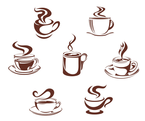 Coffee and tea symbols - Vector, Image