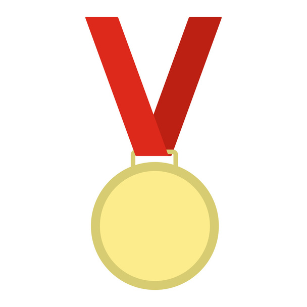 Medal with red ribbon flat icon - Vektori, kuva