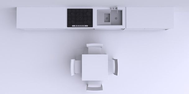 Kitchen furniture in room corner - Фото, изображение