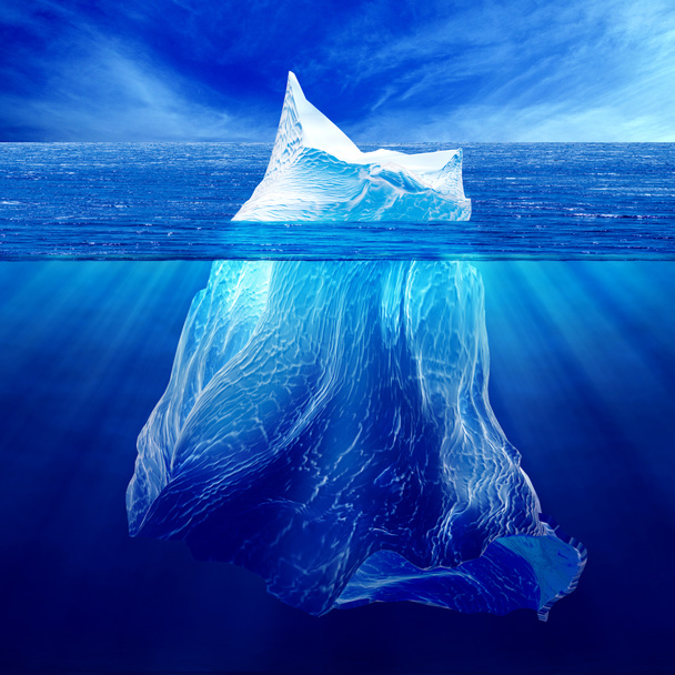 Iceberg above the water and under water. A high resolution. - Foto, afbeelding