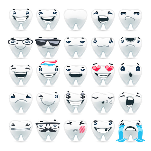 Cartoon Teeth Emoticons - Vettoriali, immagini