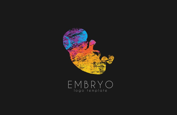 Diseño del logotipo del embrión. Silueta de embrión bebé en estilo gunge. Logotipo creativo
 - Vector, Imagen