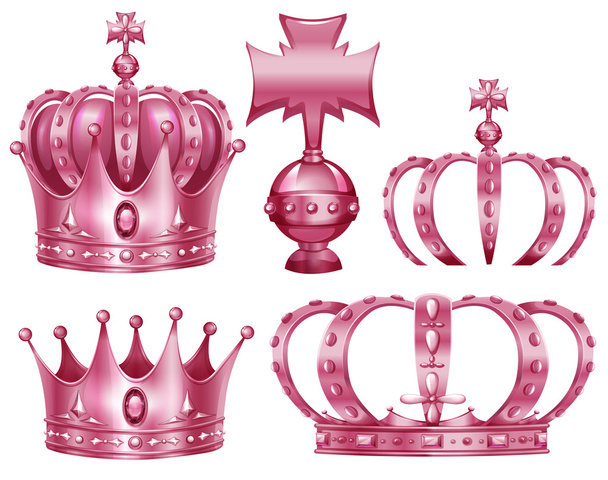 Különböző tervez-ból rózsaszín koronák - Vektor, kép