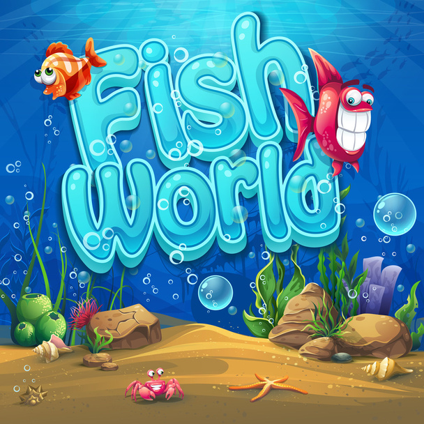 Underwater world with fish Vector illustration background - Vector, Image