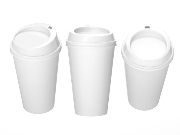 Біла порожня чашка кави з шапочкою, відсічний контур включено
 - Фото, зображення