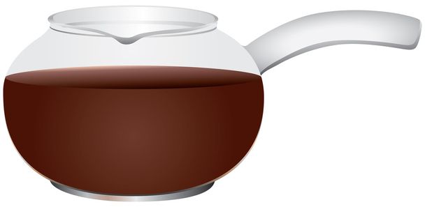 Behälter ist mit einem mit Kaffee gefüllten Glasgriff ausgestattet - Vektor, Bild