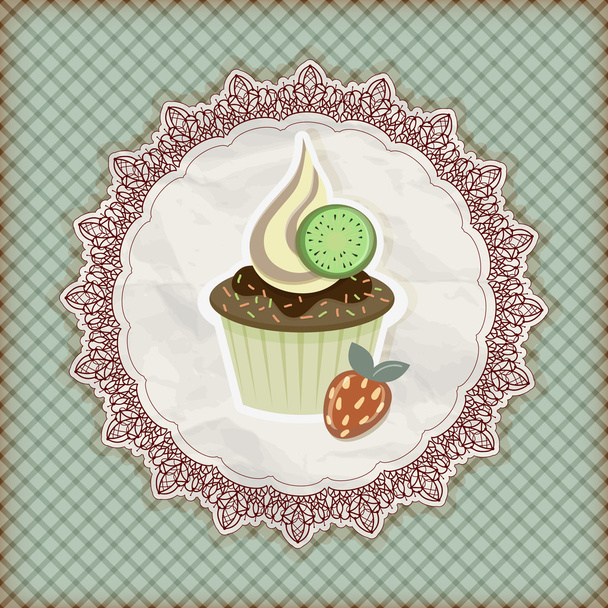 vector invitation temlate with cupcake - Vetor, Imagem