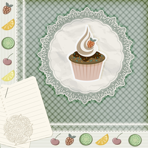vector invitation temlate with cupcake - Διάνυσμα, εικόνα