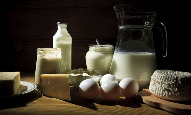 tejtermékek sor - Fotó, kép