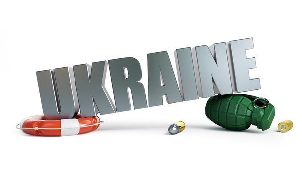 wojny Ukraina ilustracje 3d na białym tle - Zdjęcie, obraz