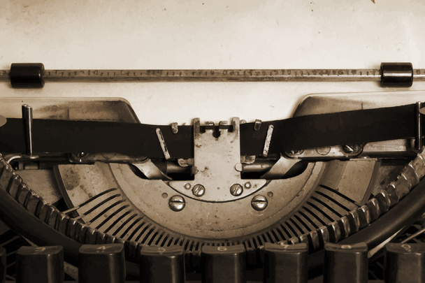 старинная пишущая машинка с бумагой
 - Вектор,изображение