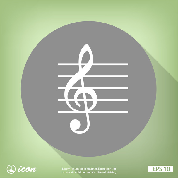 Music key flat design icon - Διάνυσμα, εικόνα
