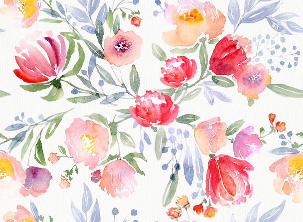 watercolor floral pattern - Фото, изображение
