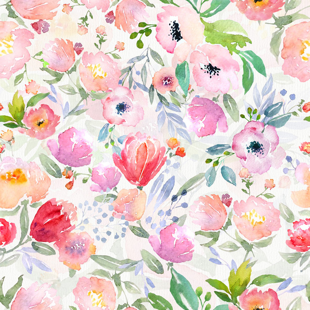 watercolor floral pattern - Zdjęcie, obraz