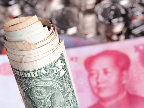 Hintergrund der chinesischen Yuan-Banknoten aus dem Fokus - Foto, Bild