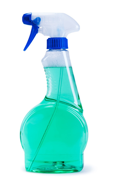 Distributeur en plastique vert avec liquide de nettoyage
 - Photo, image