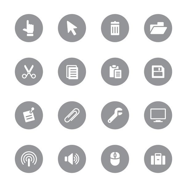 web icon set 3 on gray circle - Вектор,изображение