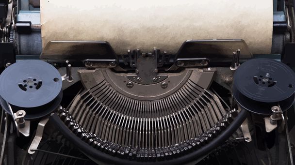 máquina de escribir vintage con papel
 - Vector, Imagen