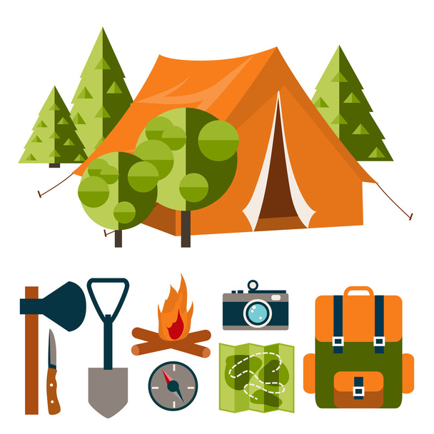 Camping vector ilustración
 - Vector, imagen