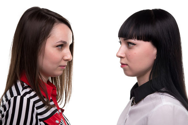 zwei junge brünette Frauen im Profil - Foto, Bild
