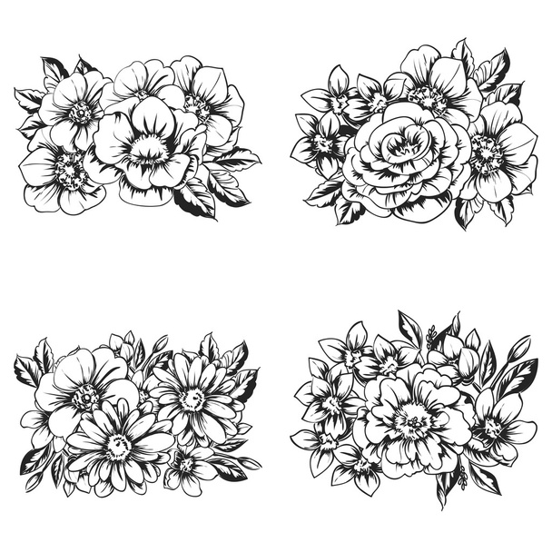 Flower bouquet set - Vettoriali, immagini