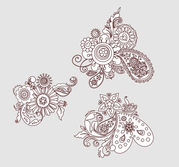 Mehndi floral design elements - Vector, Image