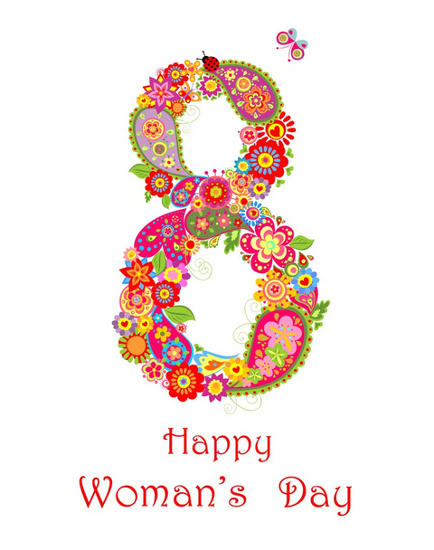 8 March. Flowers print - Vector, Image