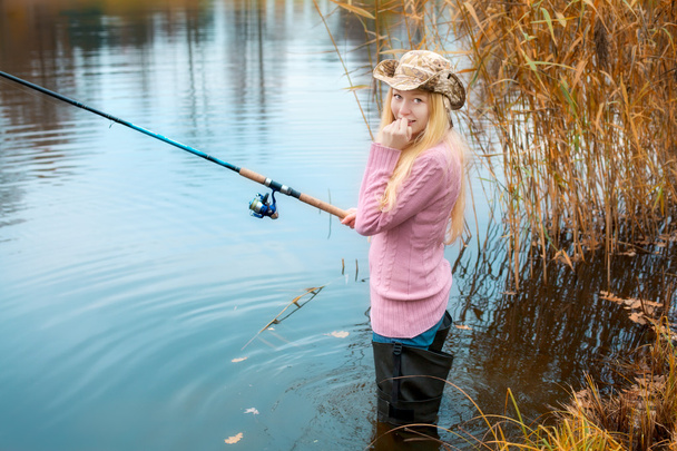 Woman Fishing - Foto, Imagen