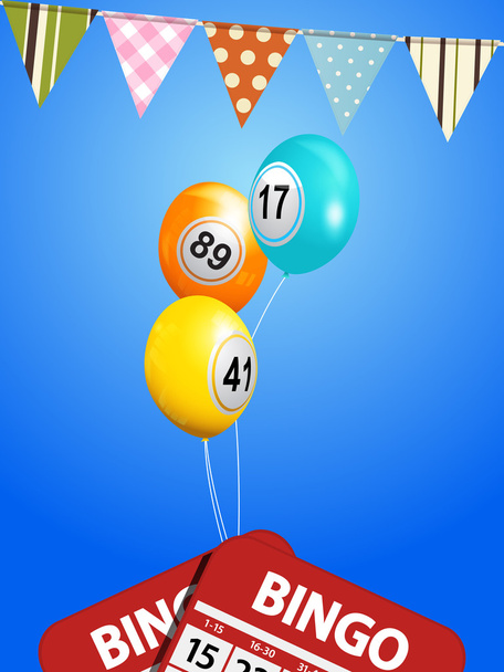 Bingo balónky s prapory a karty - Vektor, obrázek