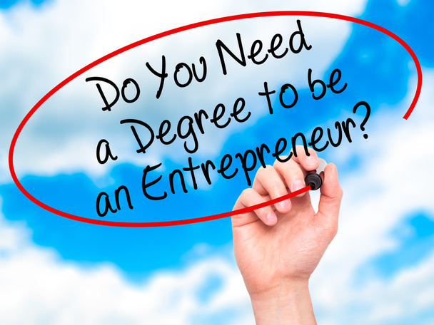 Man Hand writing Do You Need a Degree to be an Entrepreneur? wit - Fotó, kép