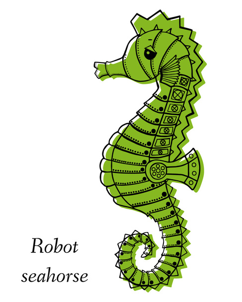 Roboter-Hippocampus auf weiß - Vektor, Bild