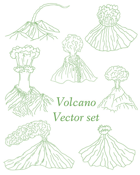 Serie di vulcano eruzione illustrazione
 - Vettoriali, immagini