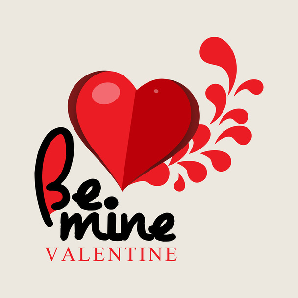 Heart in 2 shades of Red with Valentine message - Vector, Image