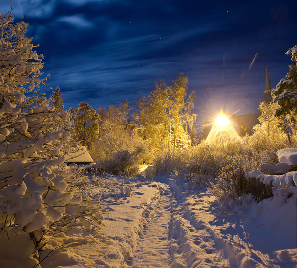 noche de invierno en la región de Leningrado
 - Foto, Imagen